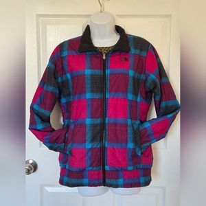 🍁 North Face | Plaid Reversible Bomber Style Jacket, Size Medium